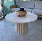 Table Basse Ronde en Travertin – Élégance Naturelle et Artisanale