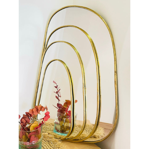 Miroir Trapèze Doré en Laiton