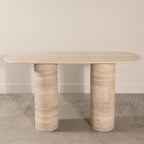 Console en Travertin Ovale – Élégance Naturelle et Intemporelle