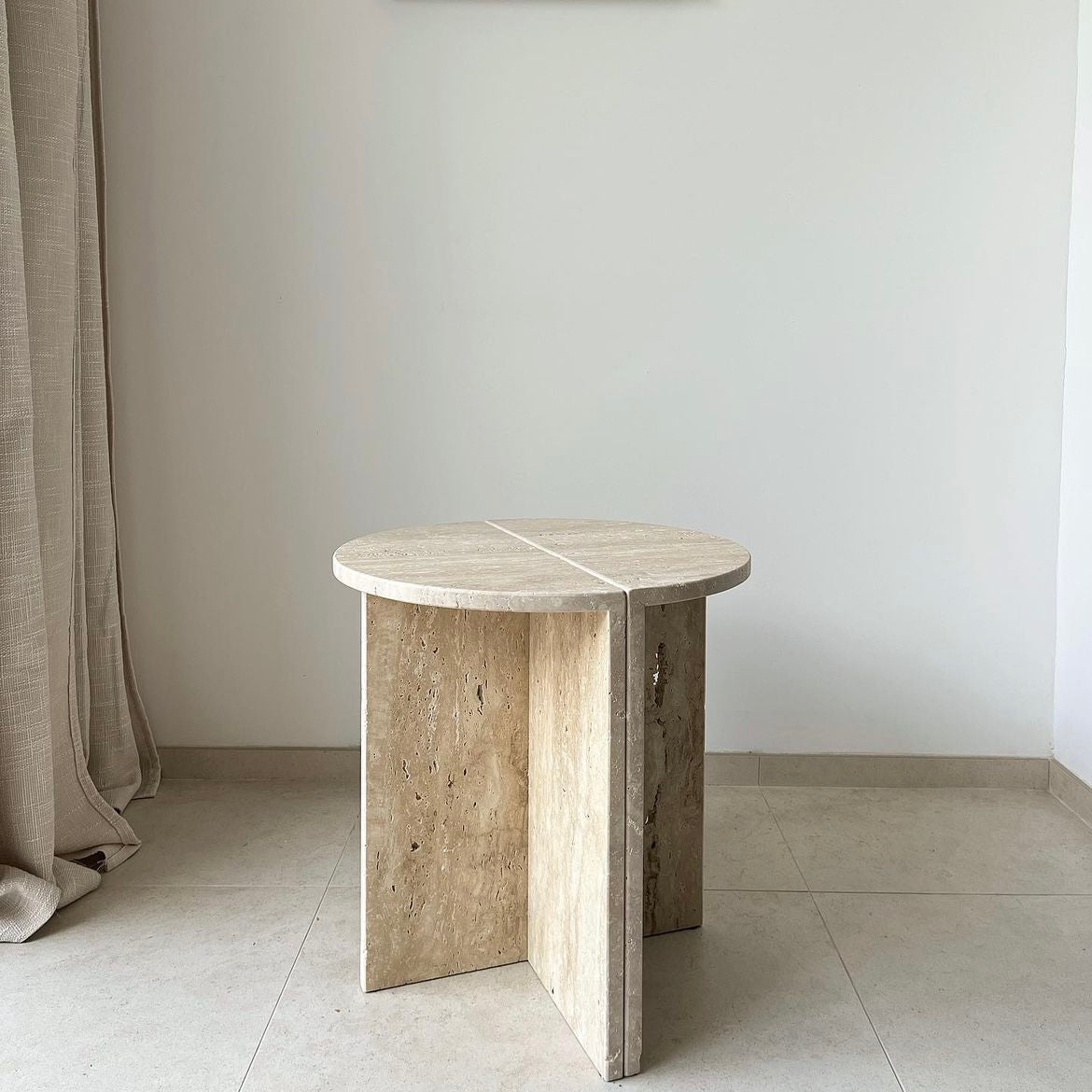 Table d'Appoint Ronde en travertine