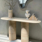 Console en Travertin Ovale – Élégance Naturelle et Intemporelle