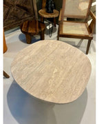 Table basse en travertin et pied en noyer Kabana