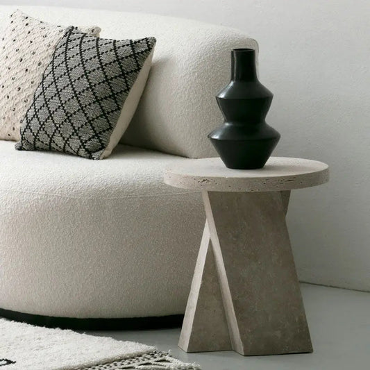 Table d'appoint en travertin Mazagan