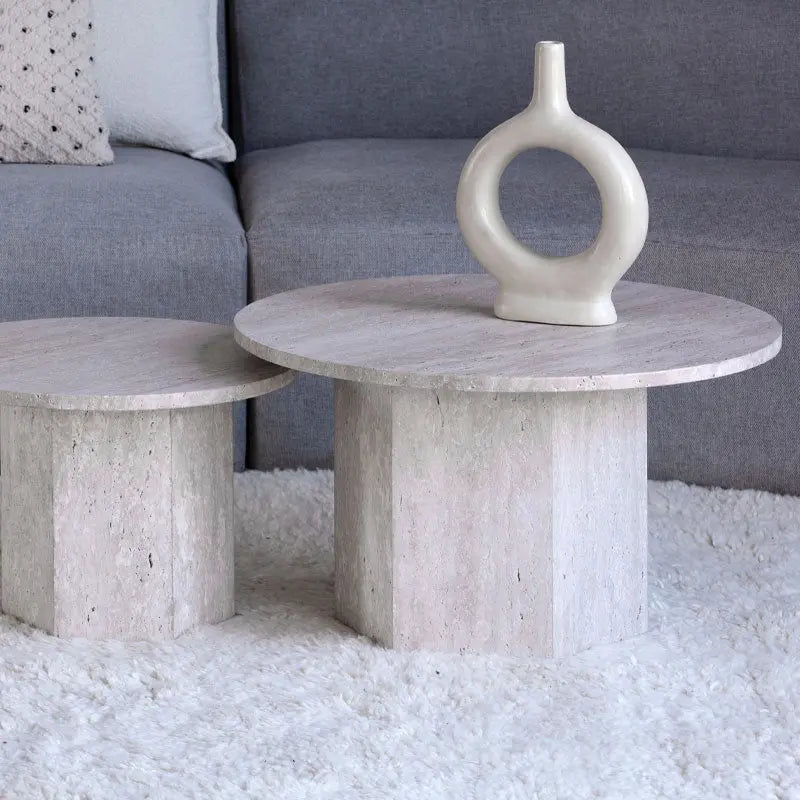 Duo de Tables Basses Callisto en Travertine
