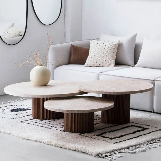 Trio de Tables Basses en Travertin