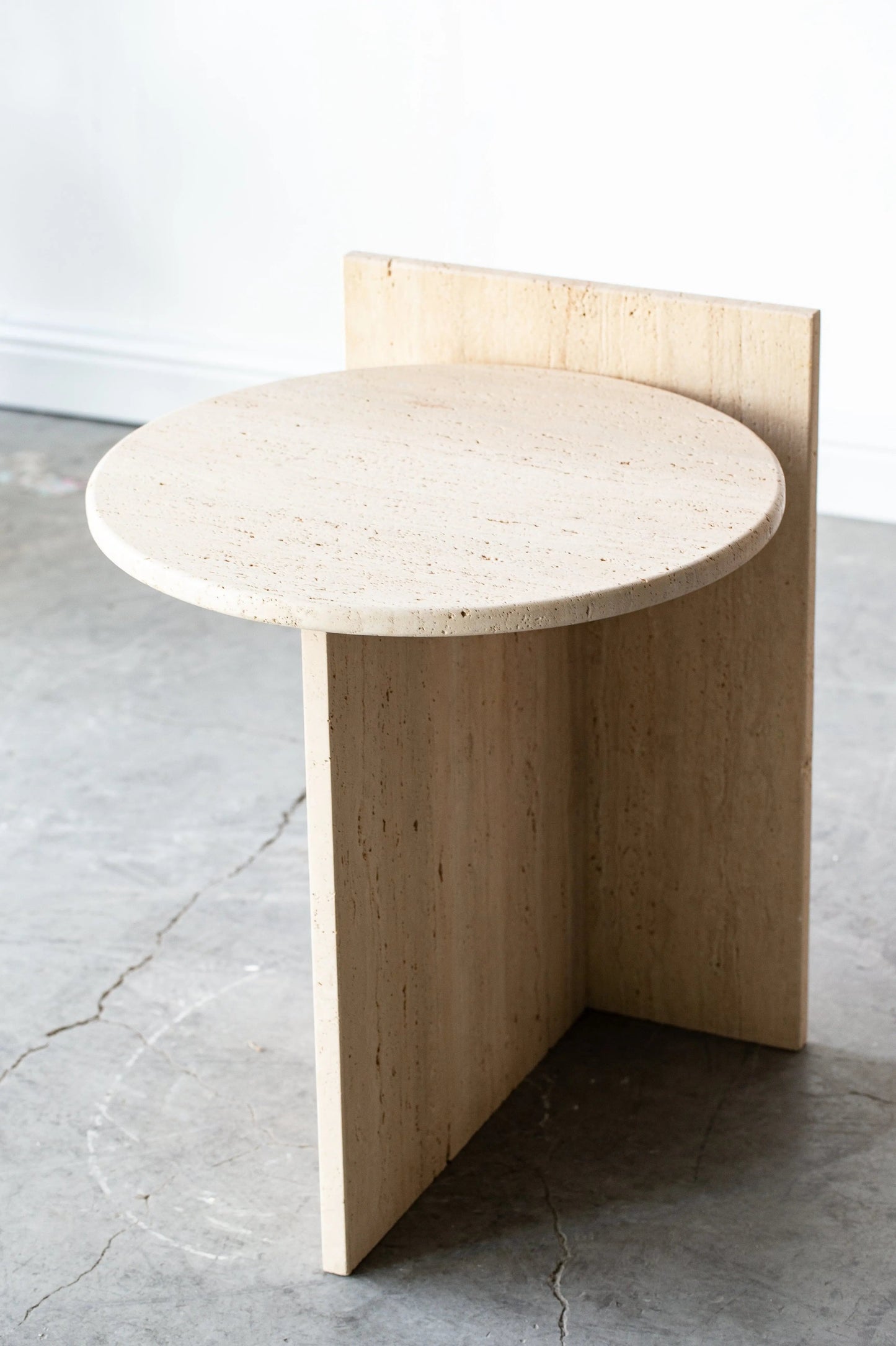 Table d'appoint ronde en travertin