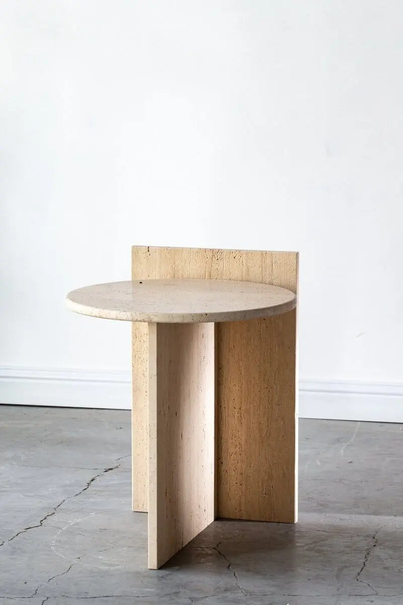 Table d'appoint ronde en travertin