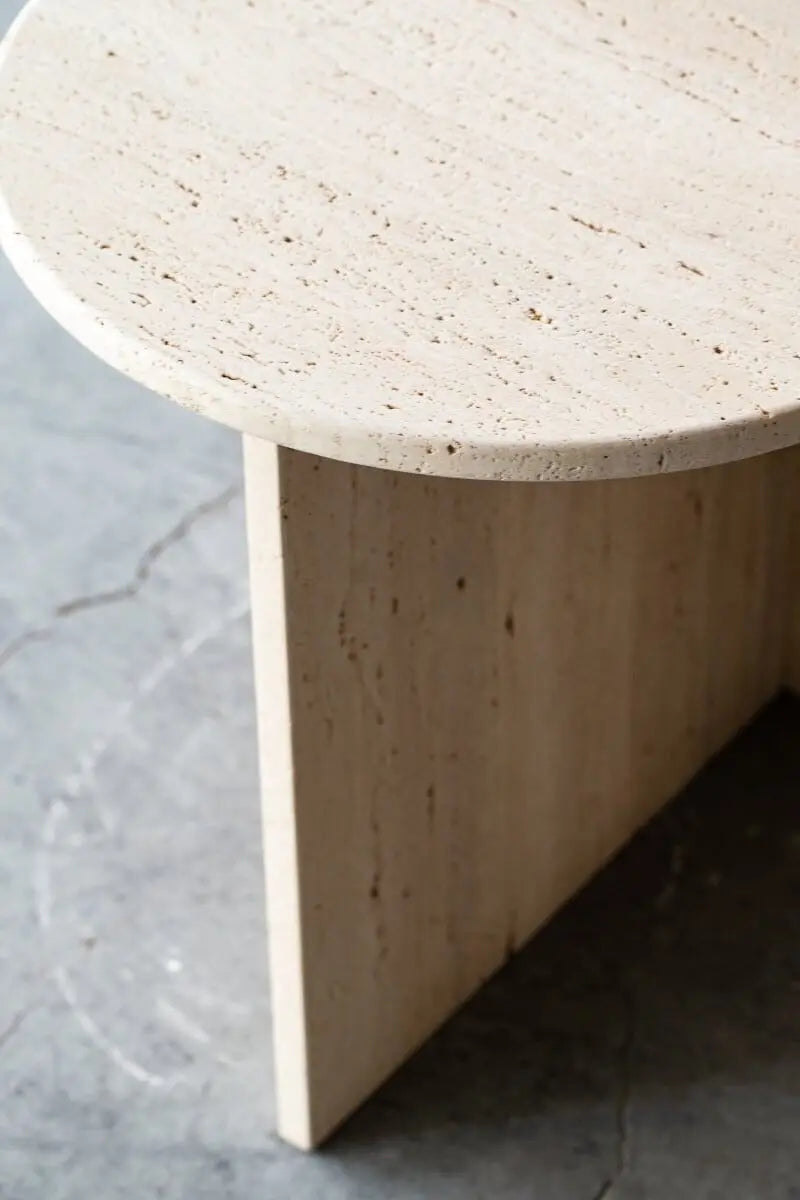 Table d'appoint ronde en travertin