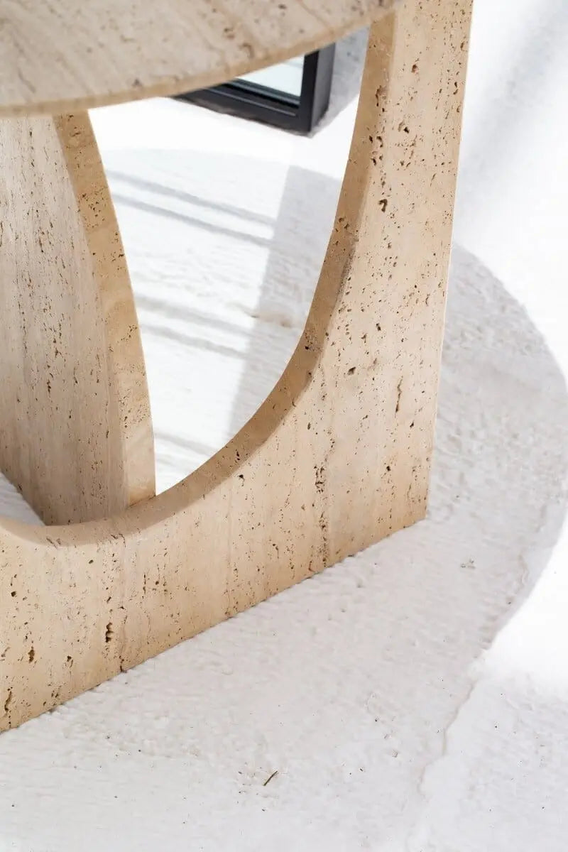 Table d'appoint ronde en travertin