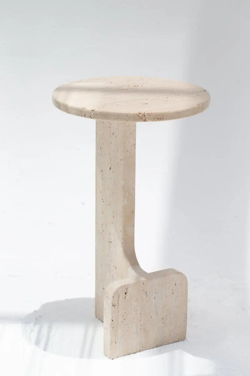 Table d'appoint ronde en travertine