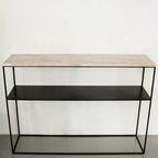 Console d’Entrée en Fer et Travertine