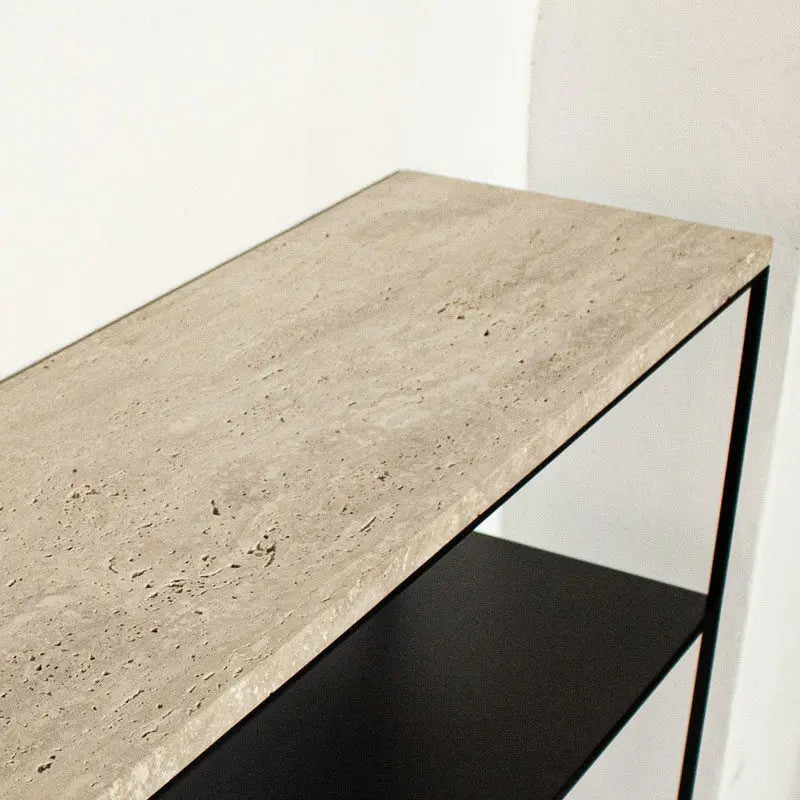 Console d’Entrée en Fer et Travertine