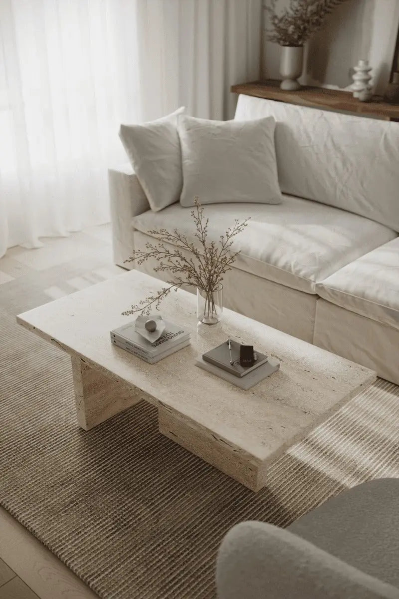 Table Basse "Hercule" en Travertine